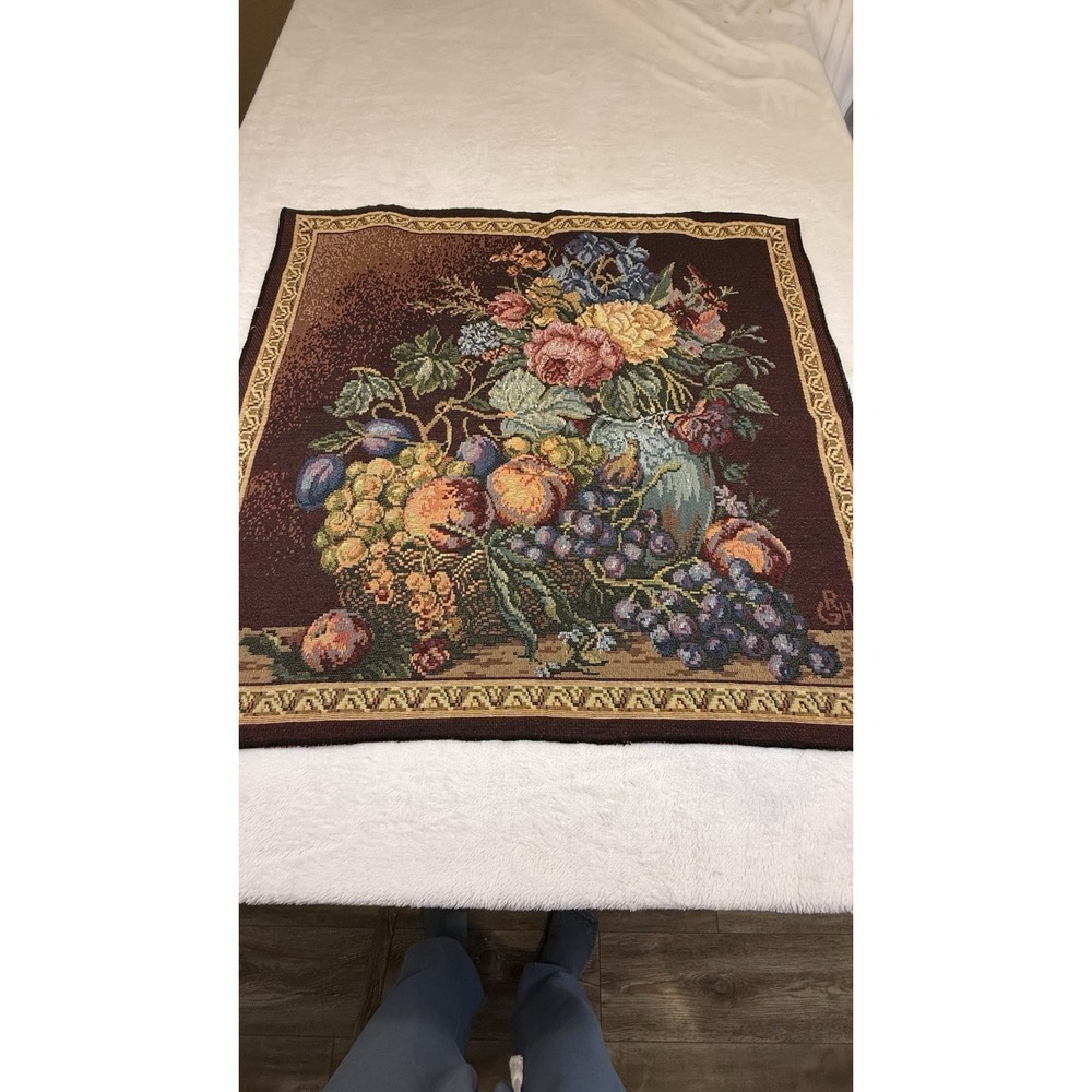 Vintage European Style Fruit Floral Tapestry Textile Wall Hanging